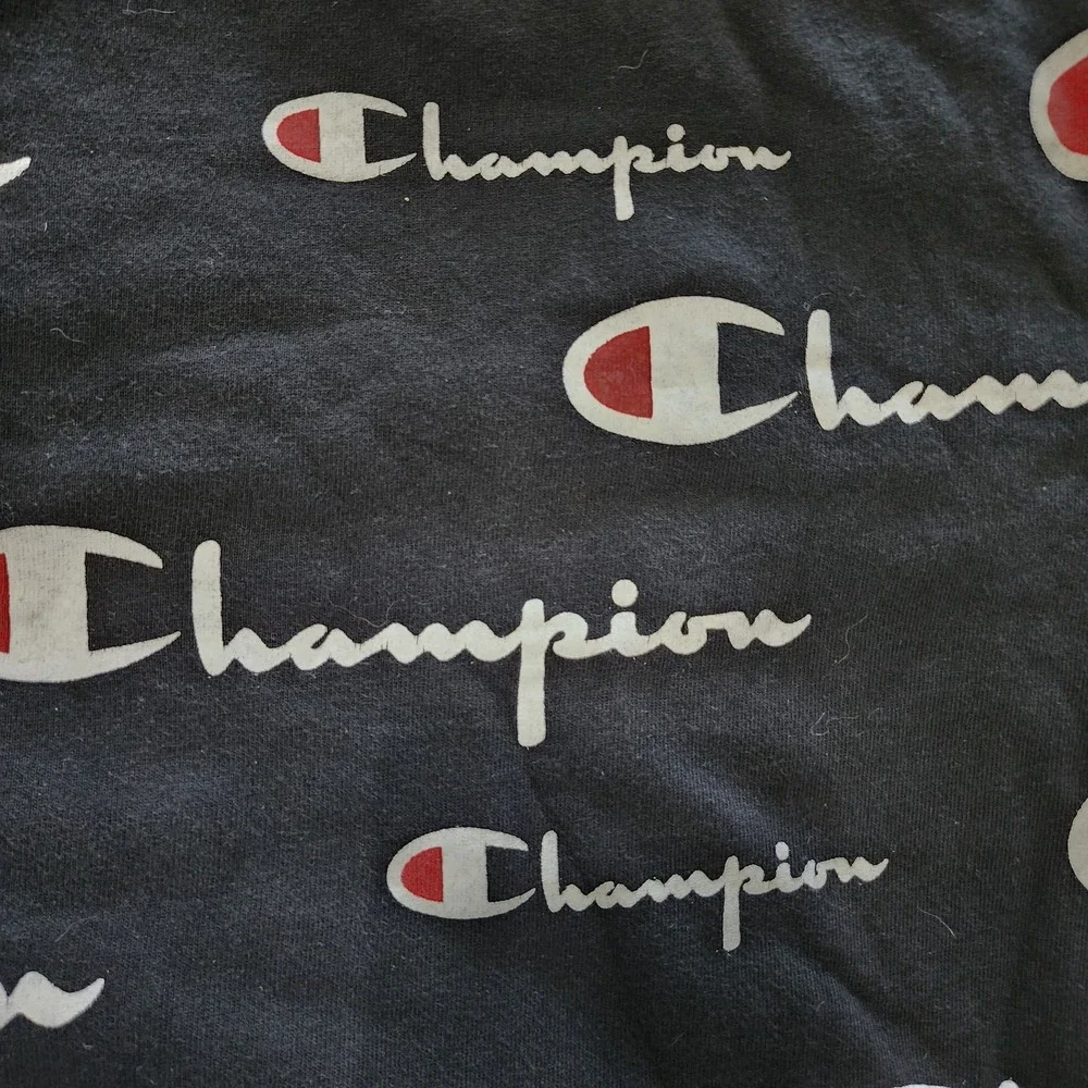 Champion Mens Black Short Sleeve Logo Printed Tee Size S‎